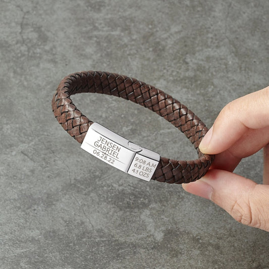 Braided Leather Bracelet For New Dad