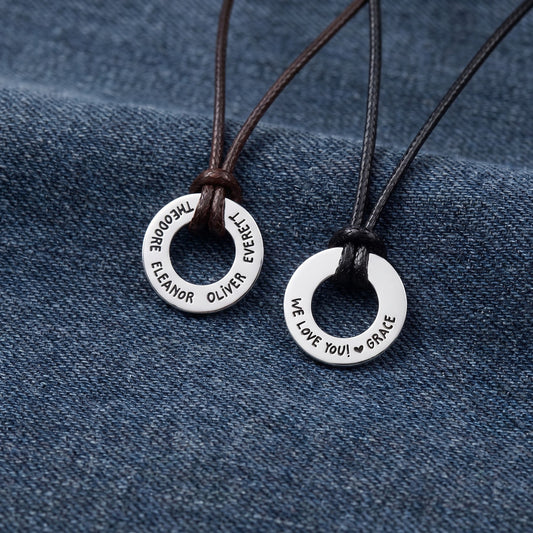 Dad Custom Necklace - Leather Cord