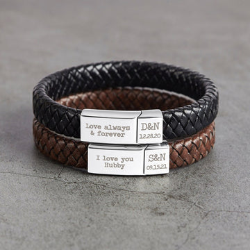 Personalized Braided Leather Bracelet For Men