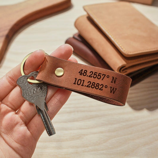 Coordinates Keychain - Leather