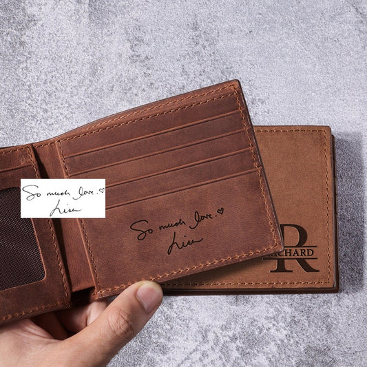 Personalized Handwriting Wallet - Genuine Leather