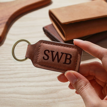 Leather Monogram Keychain for Him