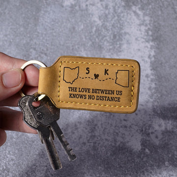 Long Distance Relationship Keychain - Leather