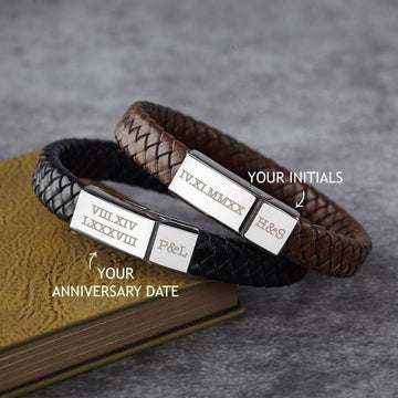 Roman Numerals Leather Bracelet