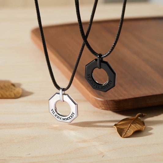 Roman Numerals Necklace - Octagon Pendant