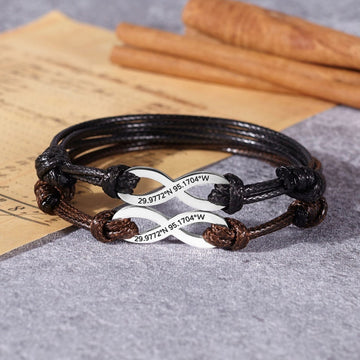 Couple's Infinity Bracelet with Coordinates