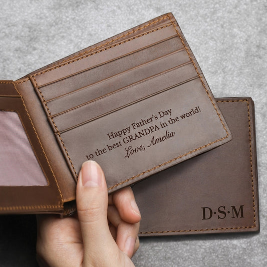 Engraved Wallet for Grandpa - Genuine Leather