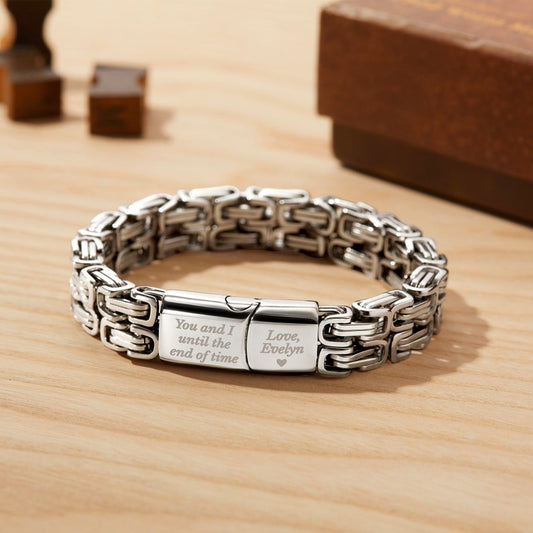 Mens Engraved Bracelet - Stainless Steel