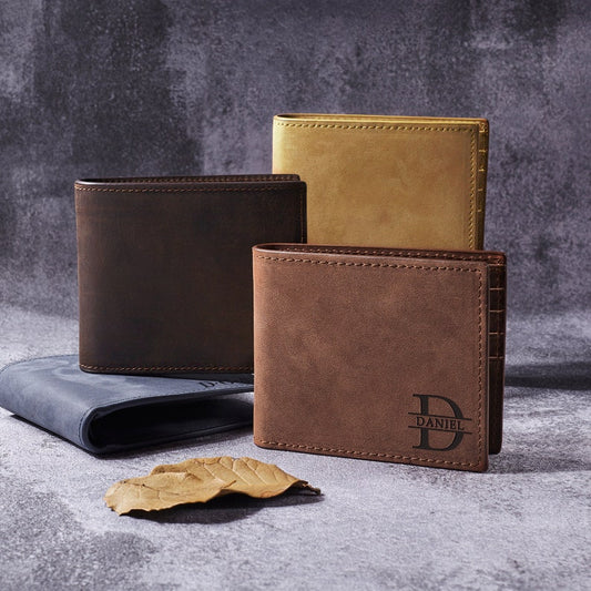 Engraved Wallet for Grandpa - Genuine Leather