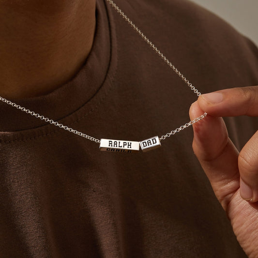 Dad Necklace With Kids Names - 8 sides