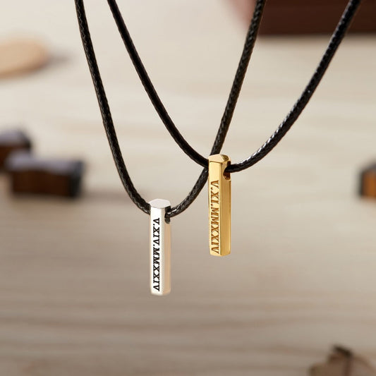 Roman Numerals Bar Necklace