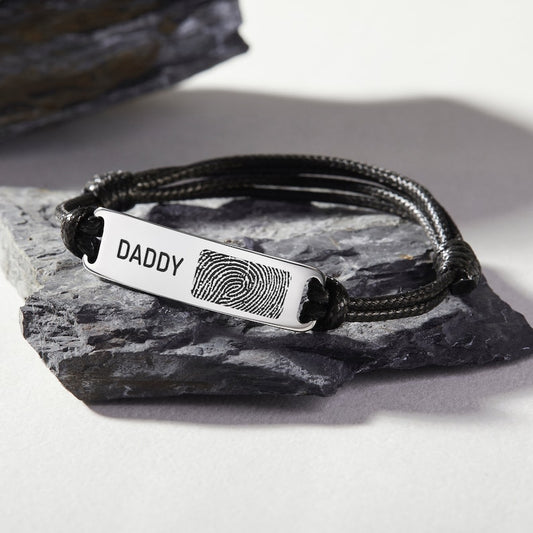 Actual Fingerprint and Handwriting Leather Bracelet