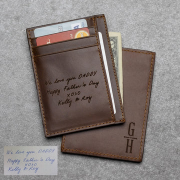 Personalized Handwriting Card Holder - Genuine Leather