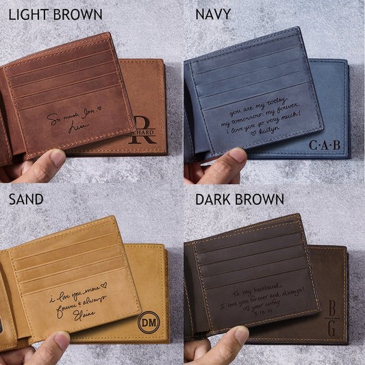 Personalized Handwriting Wallet - Genuine Leather