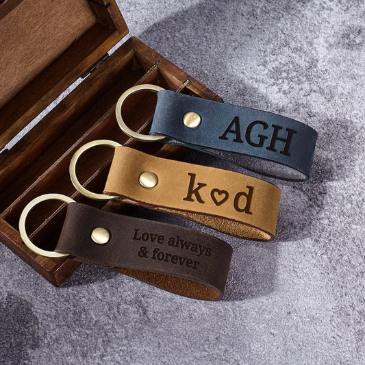 Monogram Leather Keychain