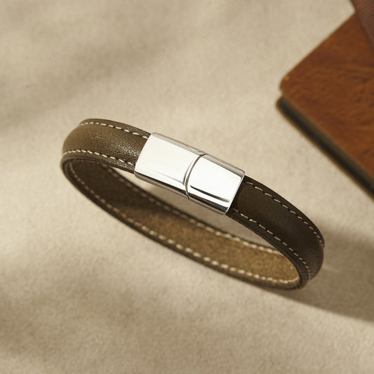 Men's Italian Leather Bracelet With Hidden Message