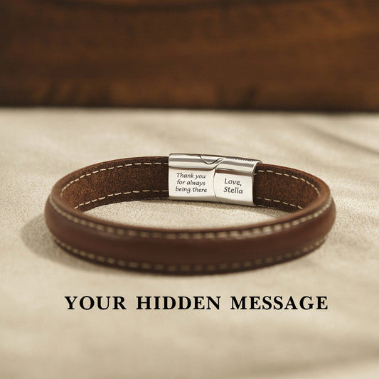 Italian Leather Bracelet With Custom Message