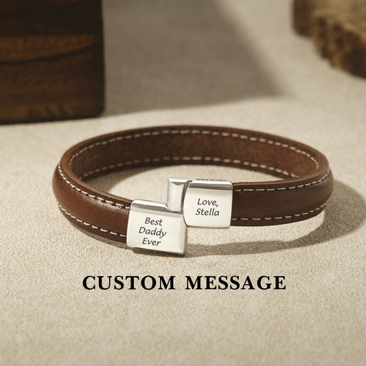 Italian Leather Bracelet With Custom Message