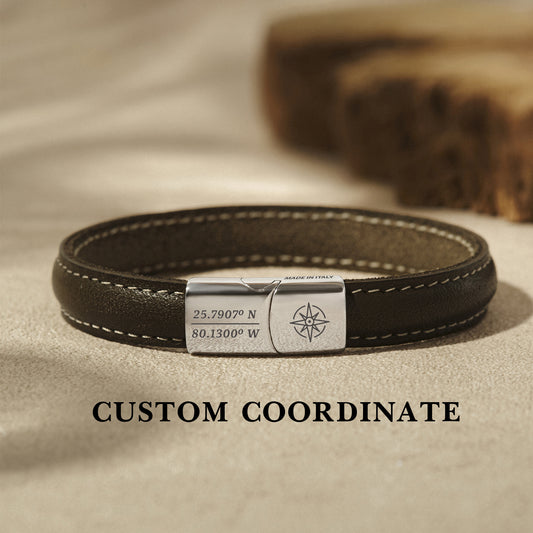 Italian Leather Coordinates Bracelet For Men