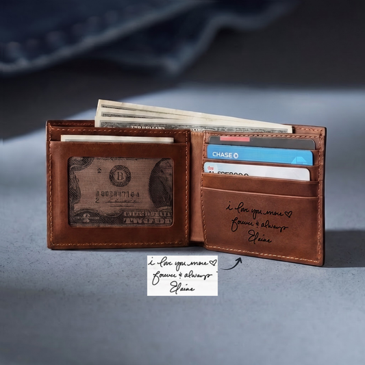 Personalized Handwriting Wallet - Genuine Leather