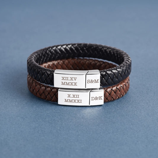 Roman Numerals Leather Bracelet