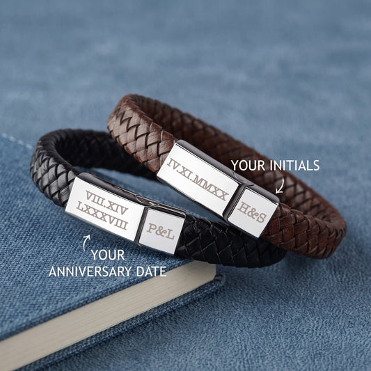 Roman Numerals Leather Bracelet