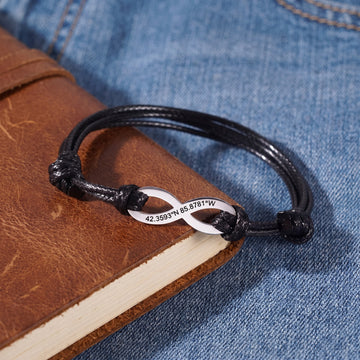 Coordinates Infinity Bracelet for Him