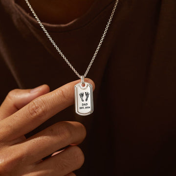 Dad Necklace With Baby Footprint