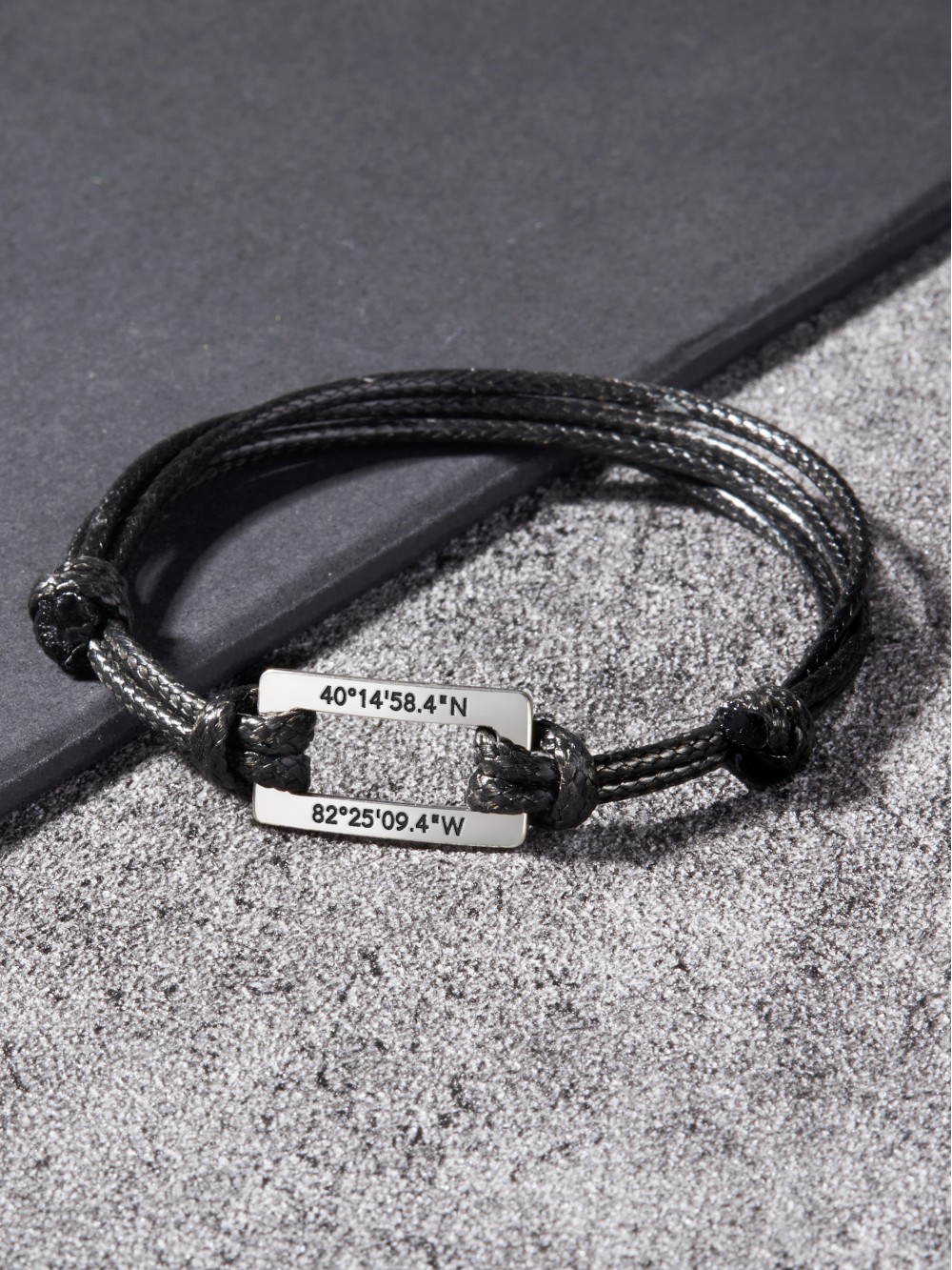 Personalized Coordinate Bracelet for Men - Rectangular