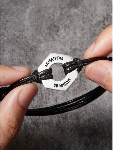 Men's Bracelet With Names - Hex Nut