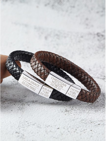 Braided Leather Bracelet For Dad