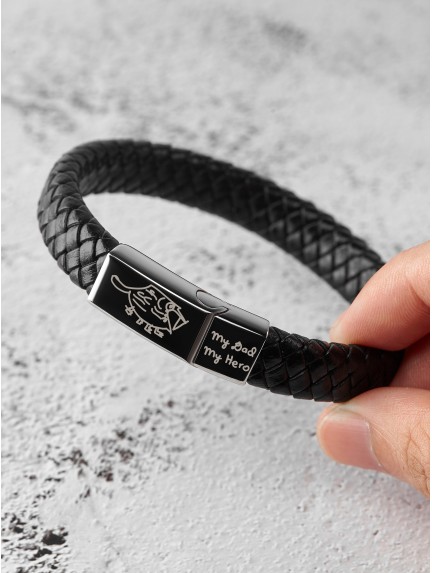 Braided Leather Bracelet With Kid's Drawing
