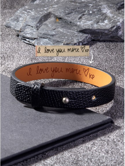 Leather Hidden Message Bracelet With Actual Handwriting