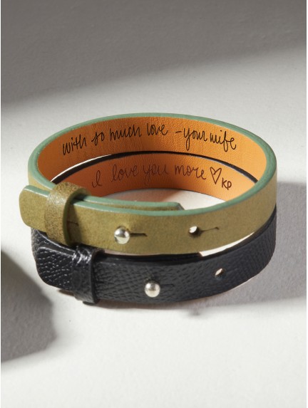 Leather Hidden Message Bracelet With Actual Handwriting