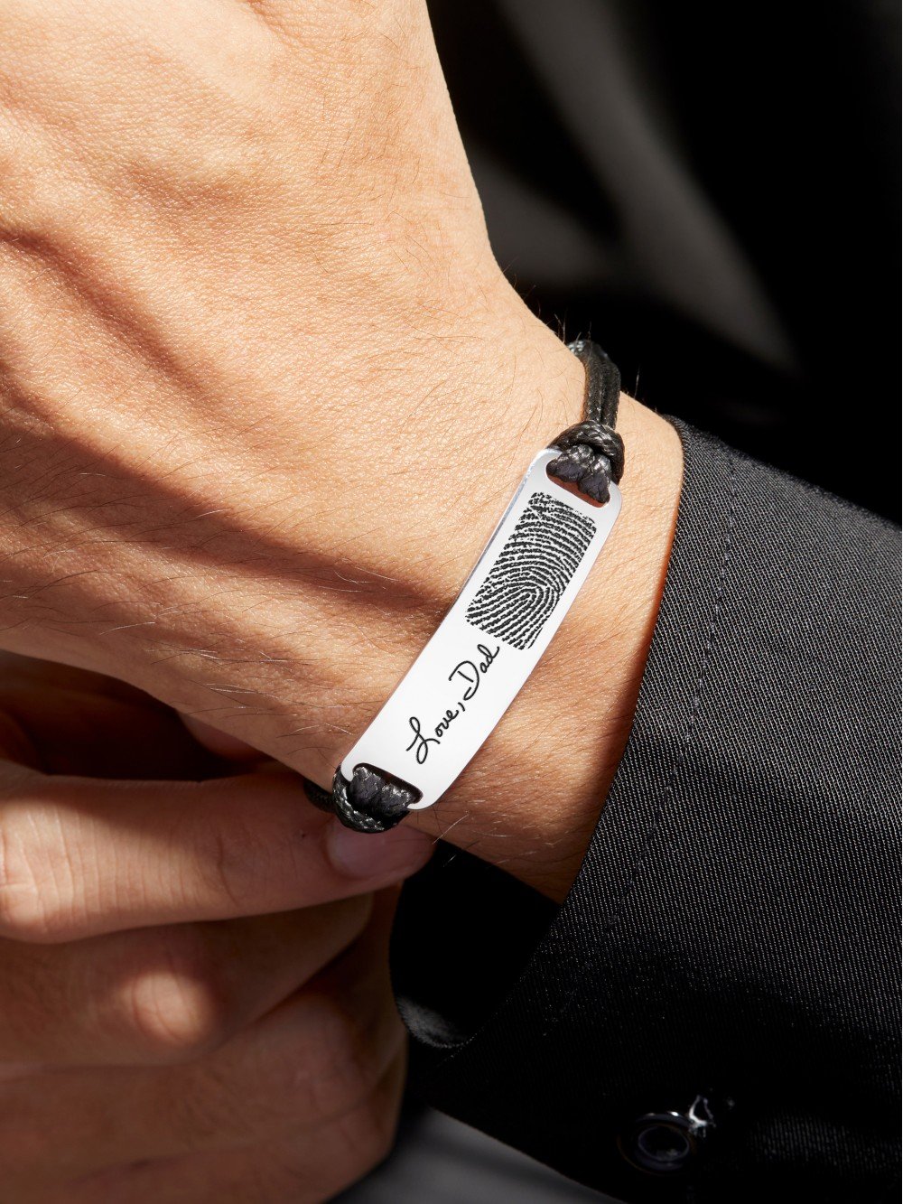 Gift for Husband - Toronto Men's Black Leather Bracelet with Black Accent - Gift for Him - Engraved Bracelet for Him - Gift for Dad