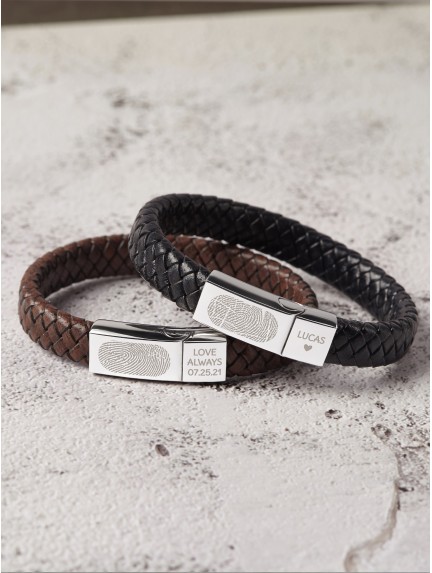 Mens Personalised Dog Dad Woven Leather Bracelet