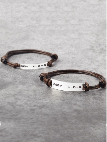 His and Hers Bracelets with Initials and Date