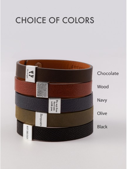 Personalised Men's Leather Identity Bracelet CHOICE of COLOURS