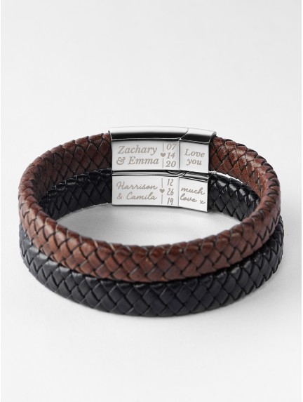 Braided Leather Bracelet With Date