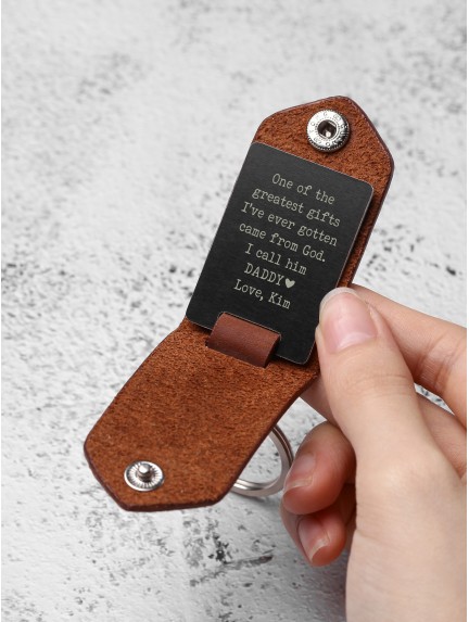 Personalized Alumnium Keychain with Leather Case for Dad