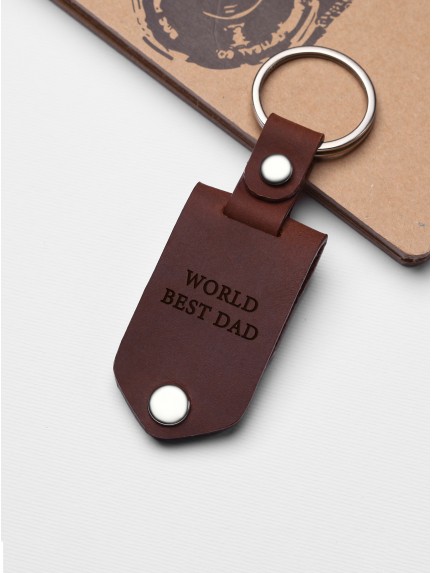 Personalized Alumnium Keychain with Leather Case for Dad