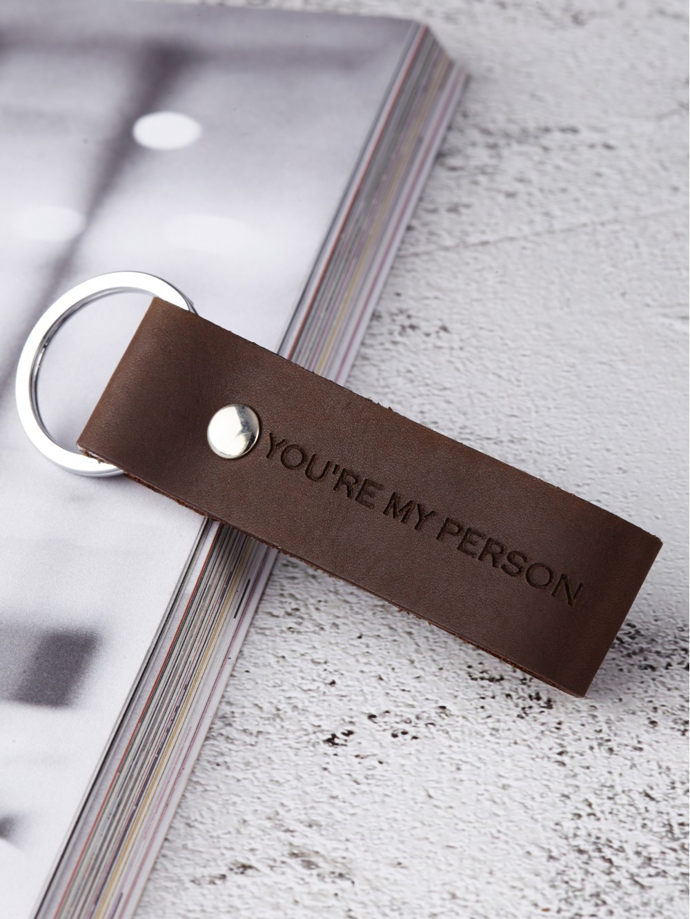 You're My Person Leather Keychain