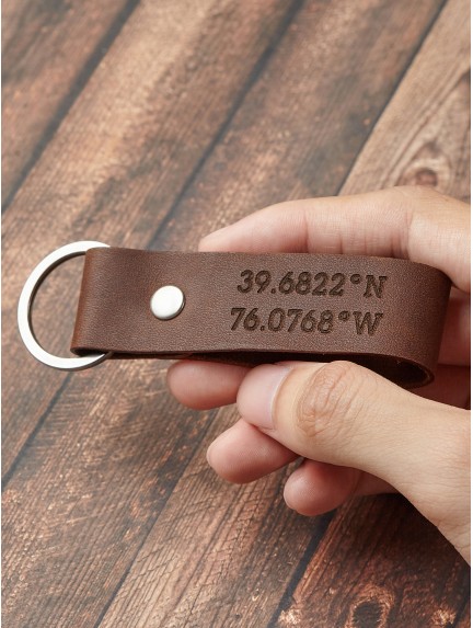 Coordinates Keychain - Leather