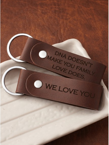 DNA Doesn't Make You Family, Love Does - Keychain For Stepdad and Stepson