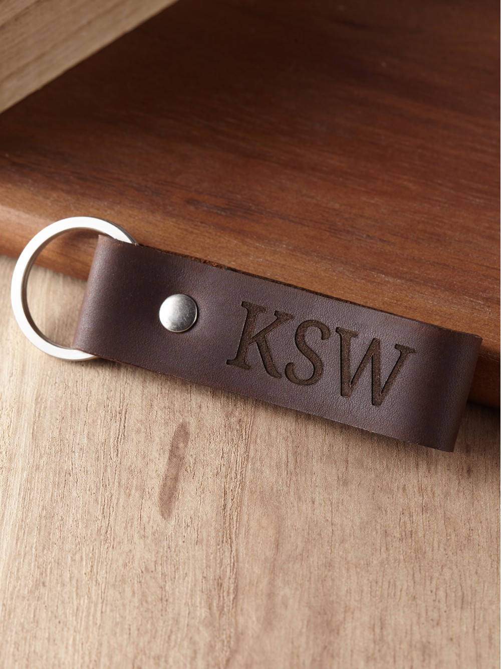 Monogram Leather Keychain