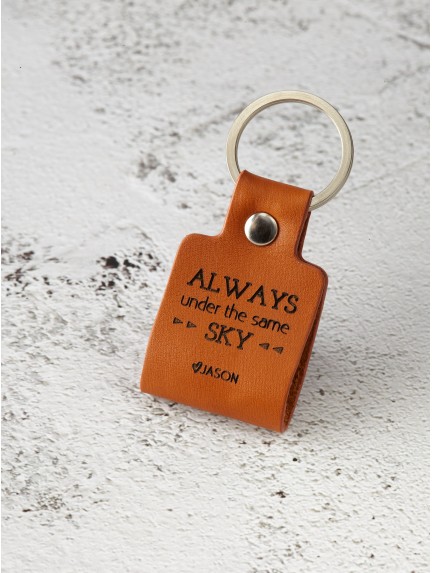 Personalized Long Distance Couple Keychain - Always Under The Same Sky