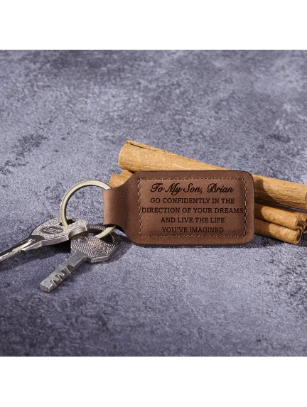 PERSONALIZED Leather KEYCHAIN, Coordinates Key Chain, 3rd Anniversary, Gift  for Birthday, Keyfob, Best Gift