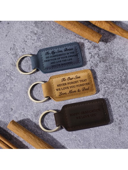 Personalized Leather Keychain For Son