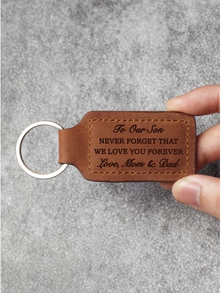 Personalized Leather Keychain For Son