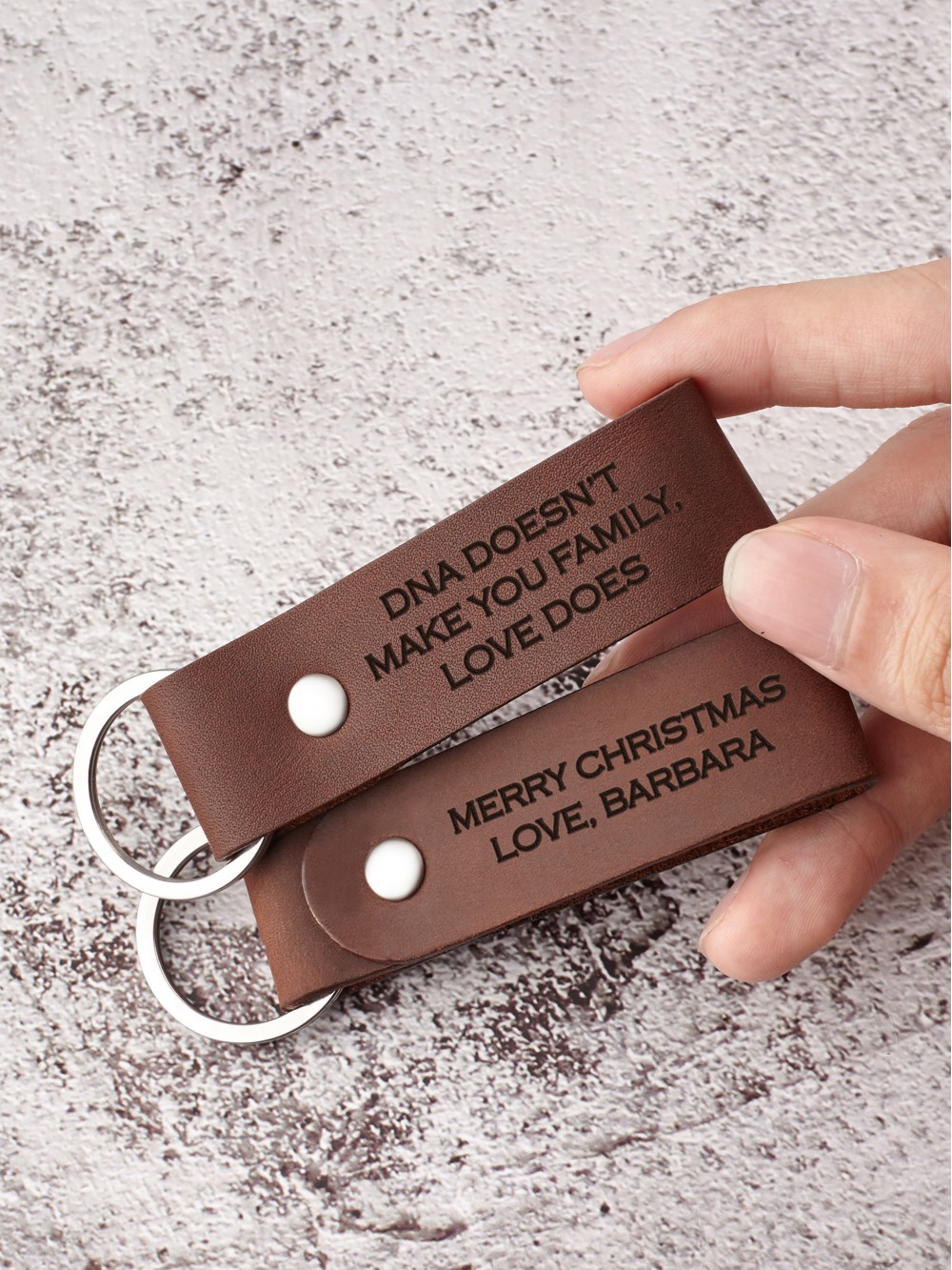 Personalized Leather Keychain For Bonus Son